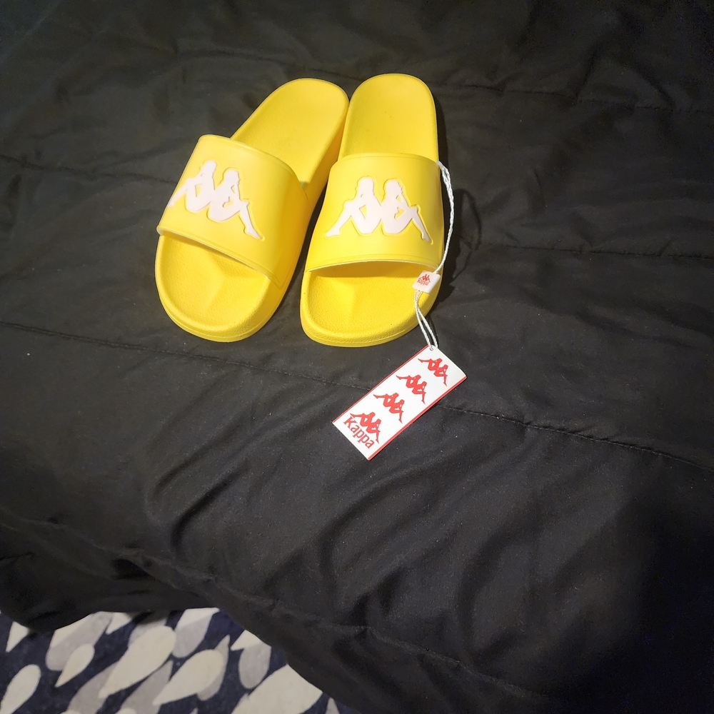 Kappa Bright Yellow Slide Sandals Never Worn New With Tags